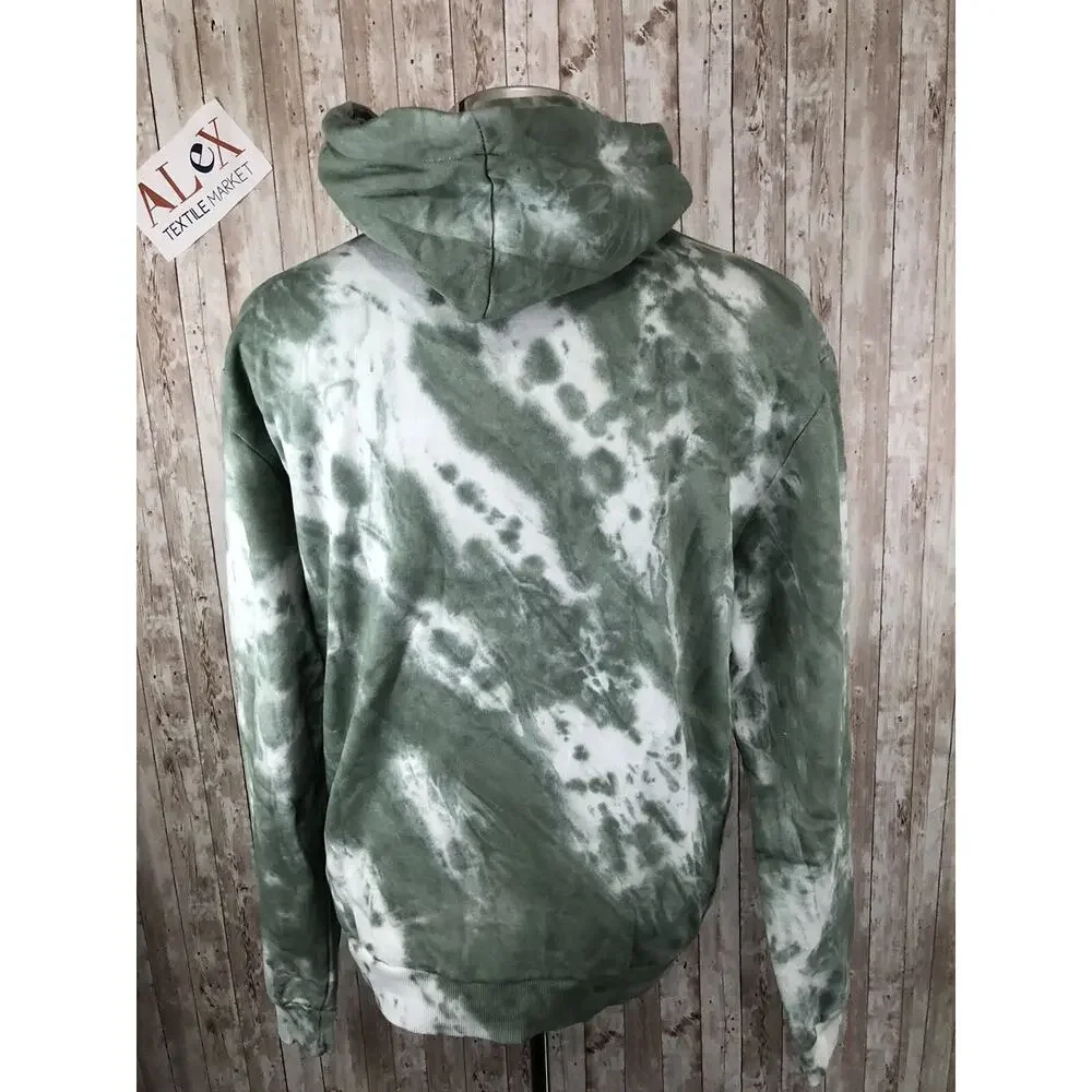 Boohoo Hoodie Mens Small Camouflage Tie Dye Sweatshirt Green Pullover N113